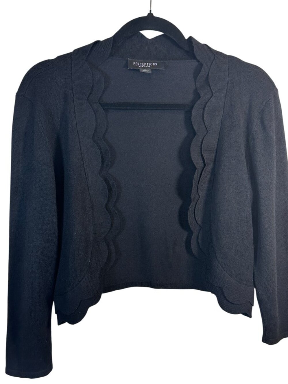 Perceptions New York Scallop Edge Cropped Cardigan Shrug Bundle Black + White Si - Picture 7 of 12